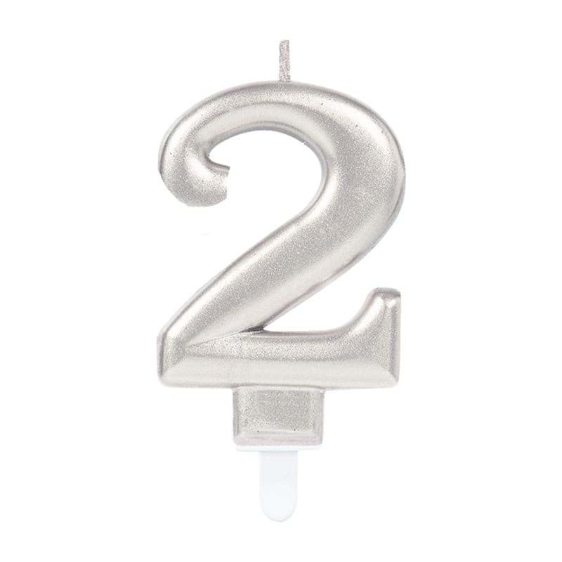 Picture of 2 numbers candle silver color