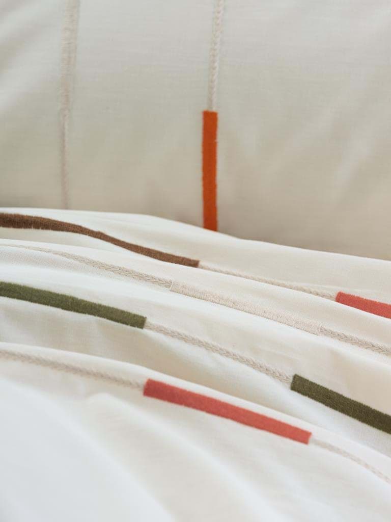 Cotton Box Brode Ranforce Çift Kişilik Nevresim Takımı İvory Yeşil resmi