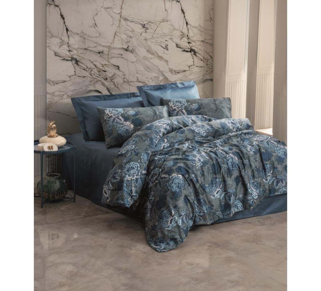 Picture of Cotton Box Double Satin Duvet Cover Set Liza Petrol