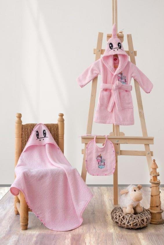 Picture of Cotton Box Baby Bathrobe Set Unicorn Pink