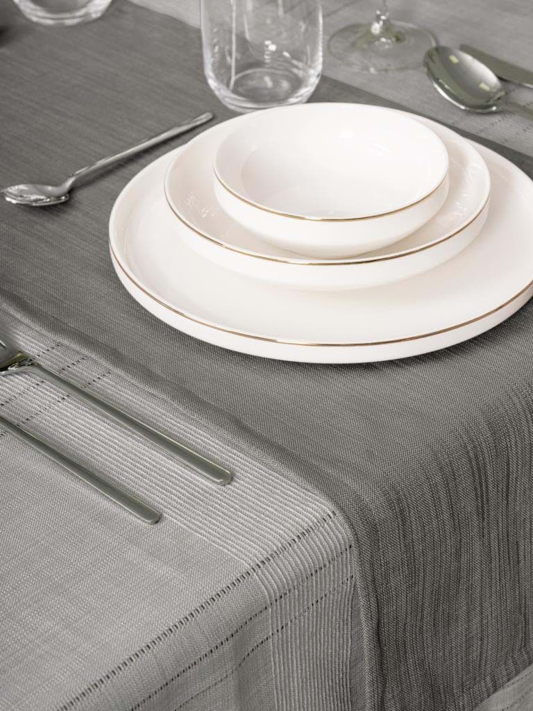 Picture of Cotton Box Antique Jasmine Gray Linen tablecloth