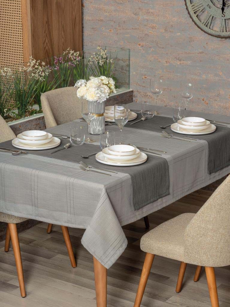 Picture of Cotton Box Antique Jasmine Gray Linen tablecloth