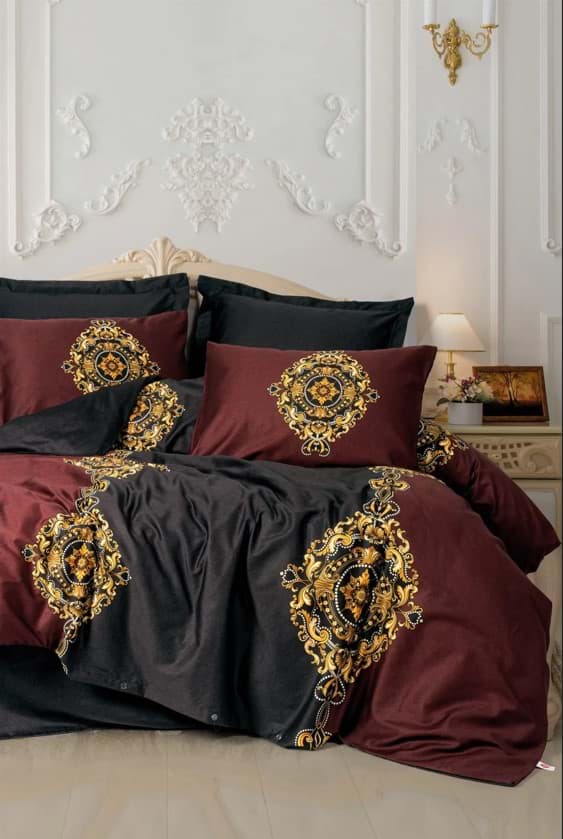 Picture of Cotton Box Palace Satin Double Duvet Cover Set Ebren Antracit