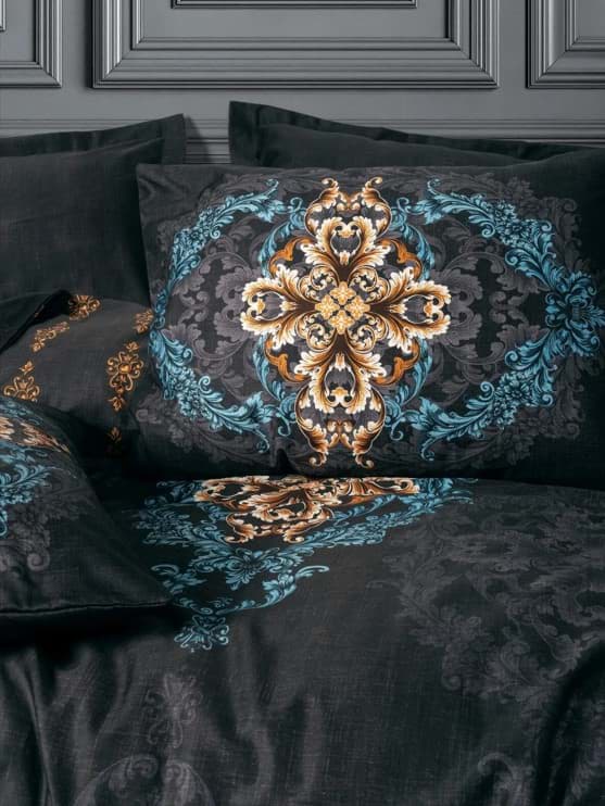 Picture of Cotton Box Palace Satin Double Duvet Cover Set Dorhan Black