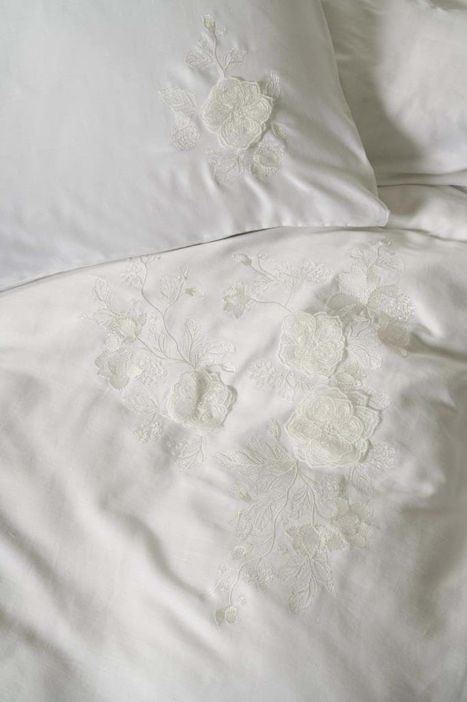 Picture of Cotton Box 3D Embroidered Double Satin Duvet Cover Set Gembira Beyaz