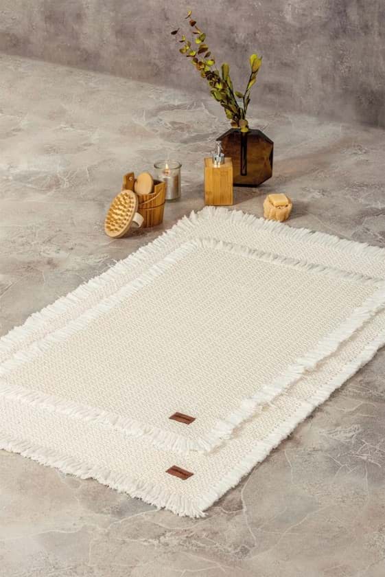Picture of Cotton Box Bath Rug Set Krem 2'li 75x125 60x90