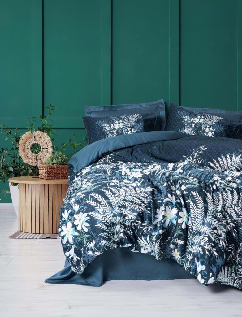 Cotton Box Imvelo Petrol Saten Nevresim Takımı Çift Kişilik resmi