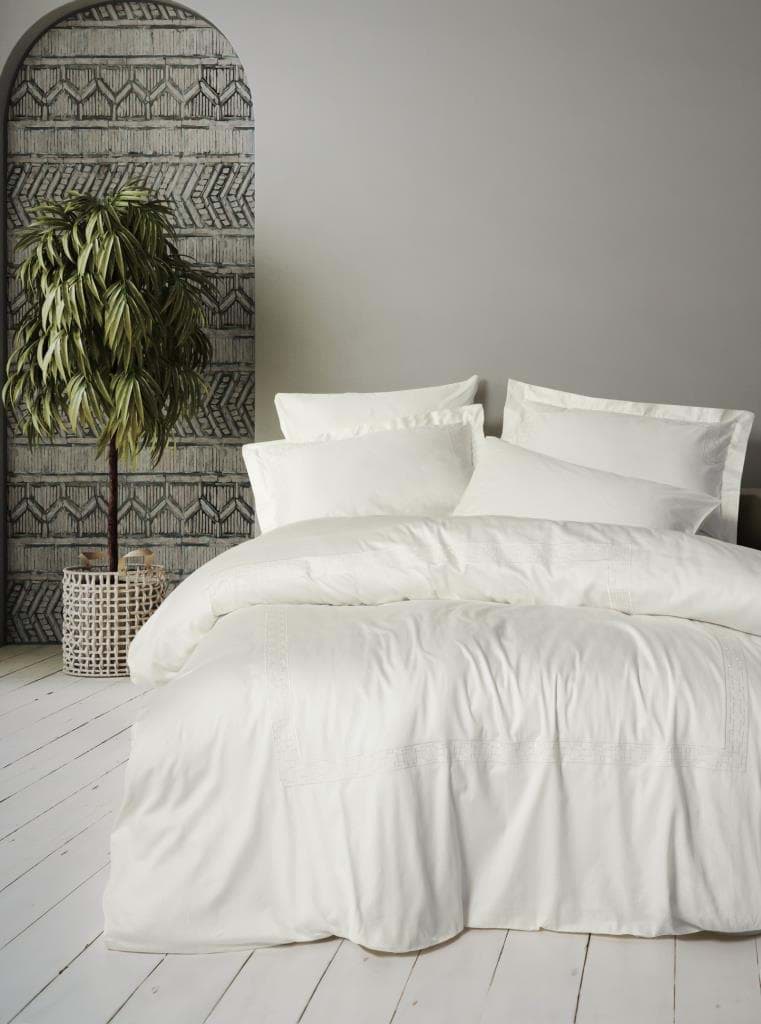 Cotton Box Brode Nakışlı Çift Kişilik Saten Nevresim Takımı Luxe Ekru resmi