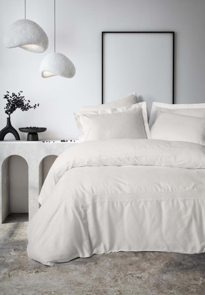 Cotton Box Brode Nakışlı Çift Kişilik Saten Nevresim Takımı Galant Beyaz resmi