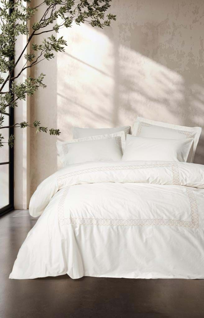 Cotton Box Brode Nakışlı Çift Kişilik Saten Nevresim Takımı Riley Ekru resmi