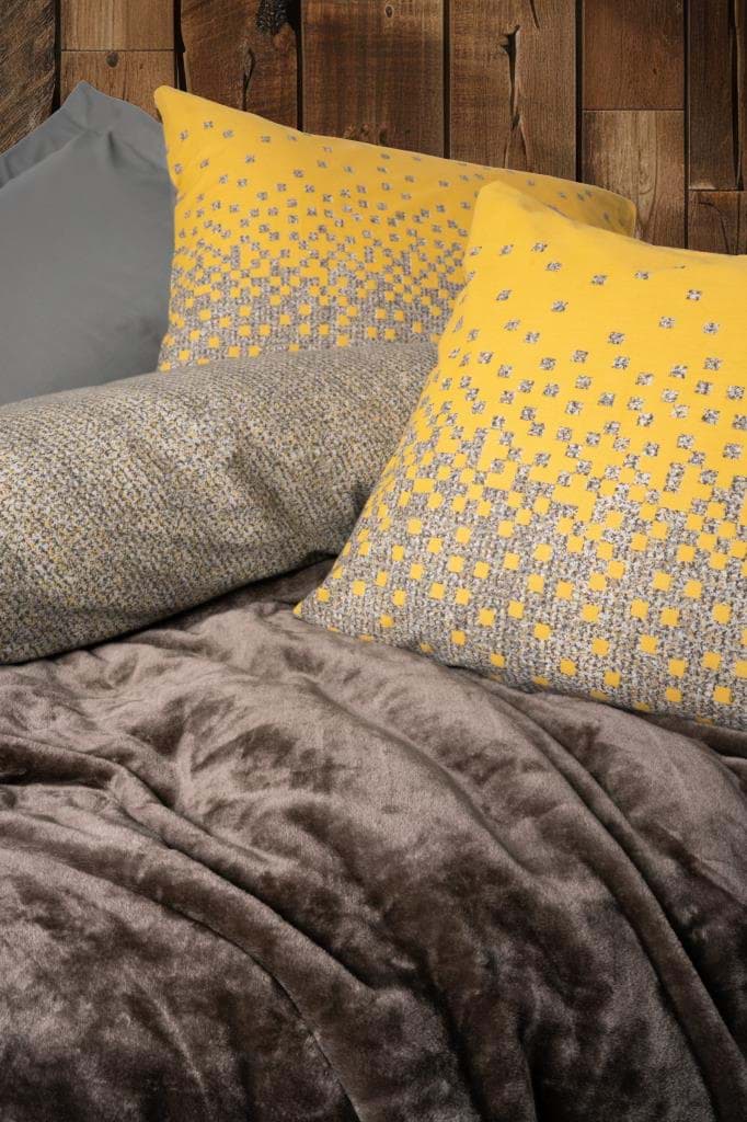 Cotton Box Oyster Çift Kişilik Battaniyeli Nevresim Takımı Kahve resmi