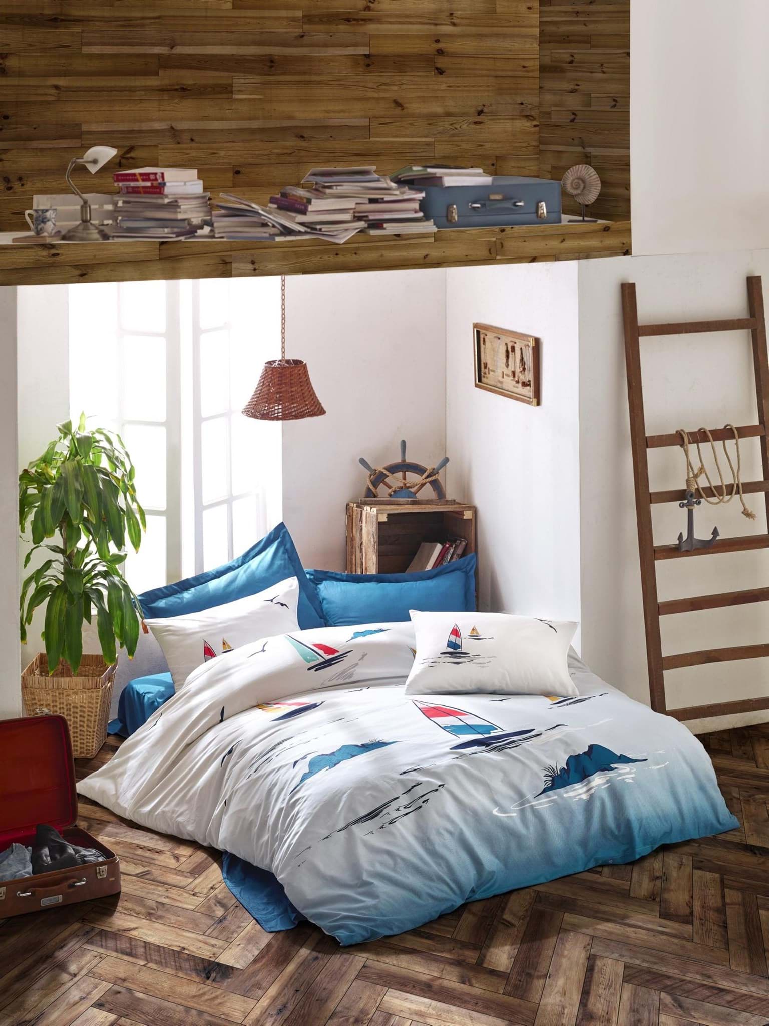 Cotton Box Maritime Nevresim Takımı Çift Kişilik Neta Mavi resmi