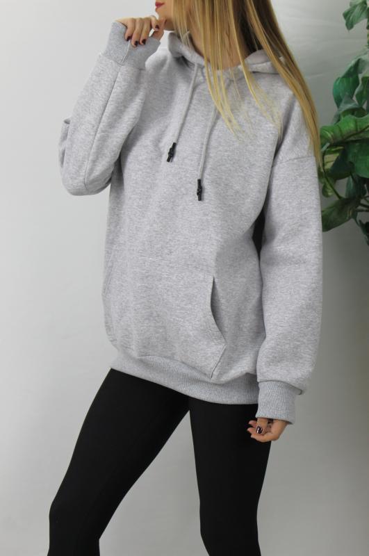 Üç İplik Kapşonlu Sweat Gri - 2410.2022 resmi