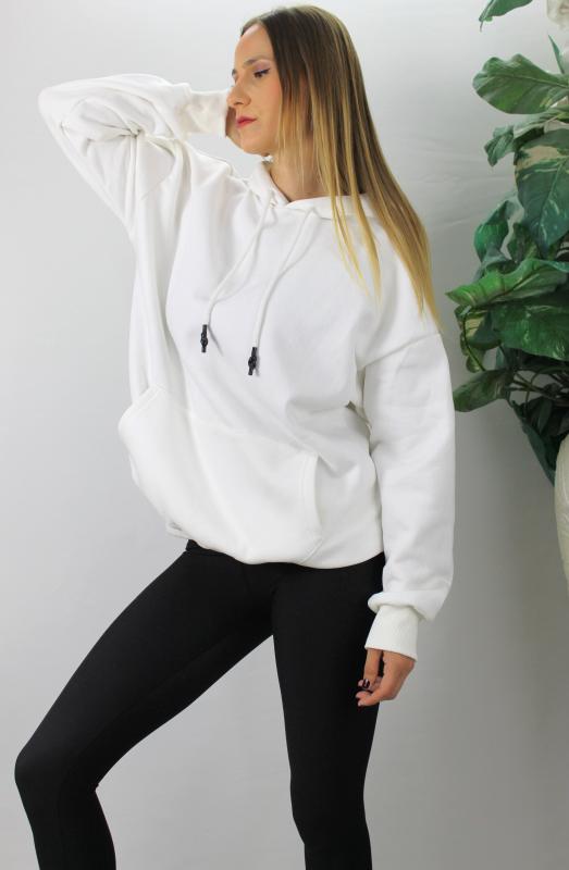 Üç İplik Kapşonlu Sweat Beyaz - 2410.2022 resmi