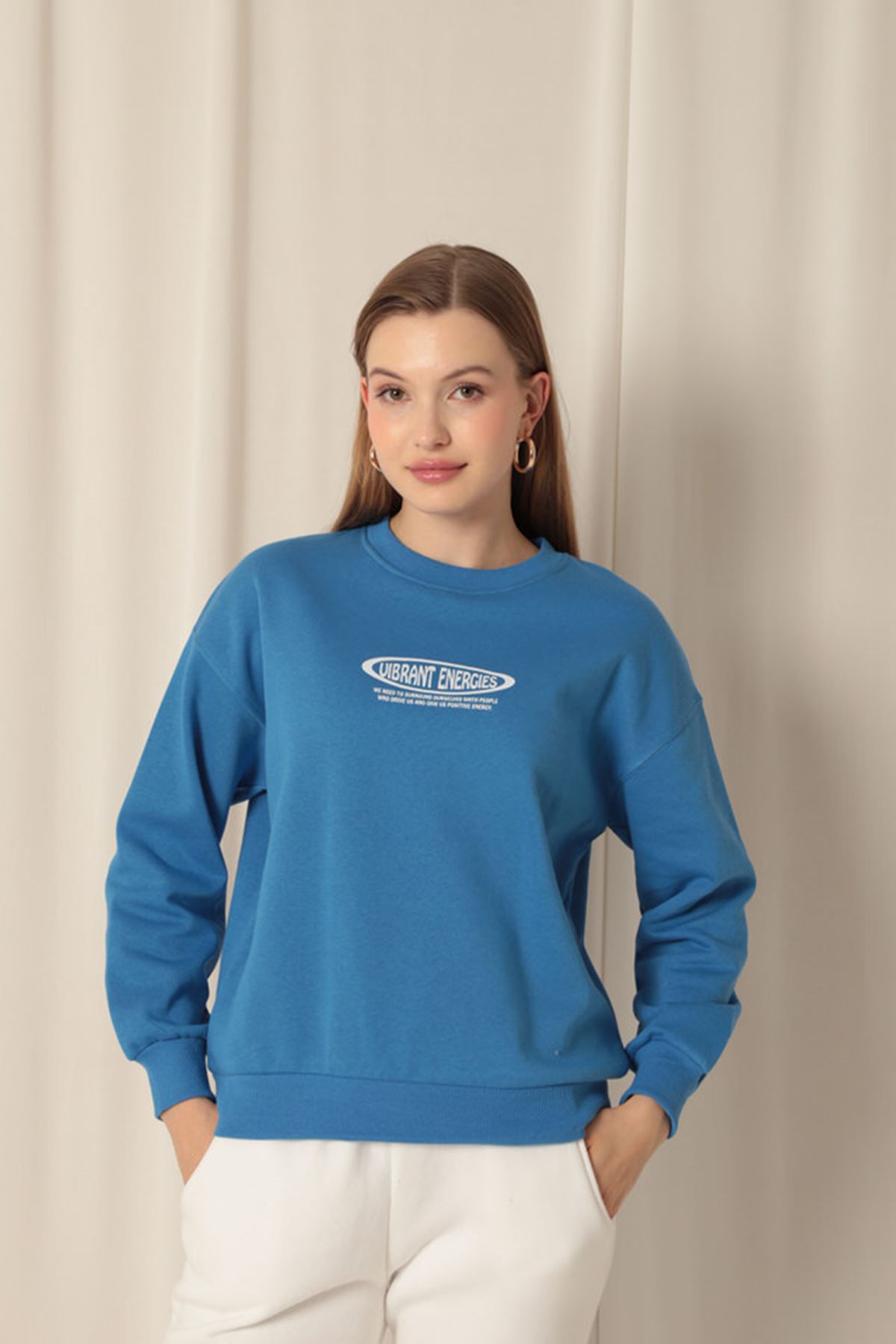Üç İplik Uıbrant Energıes Baskılı Kadın Mavi Sweat resmi
