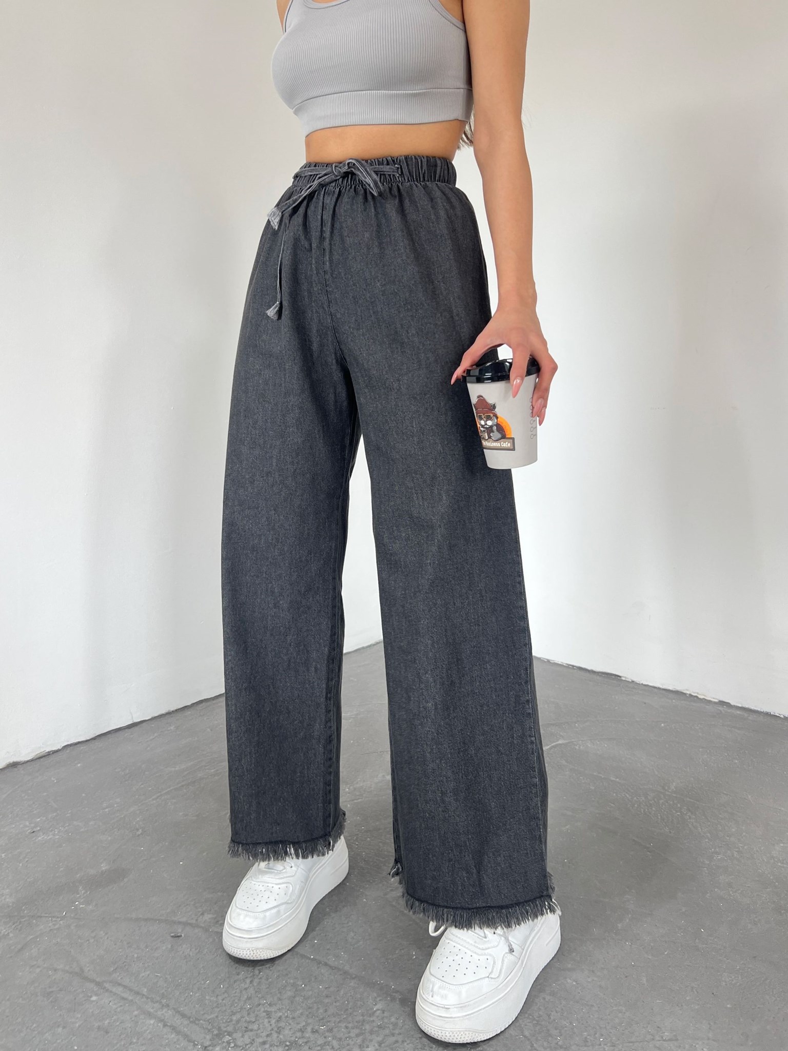 Paçası Püsküllü Palazzo Pantolon resmi