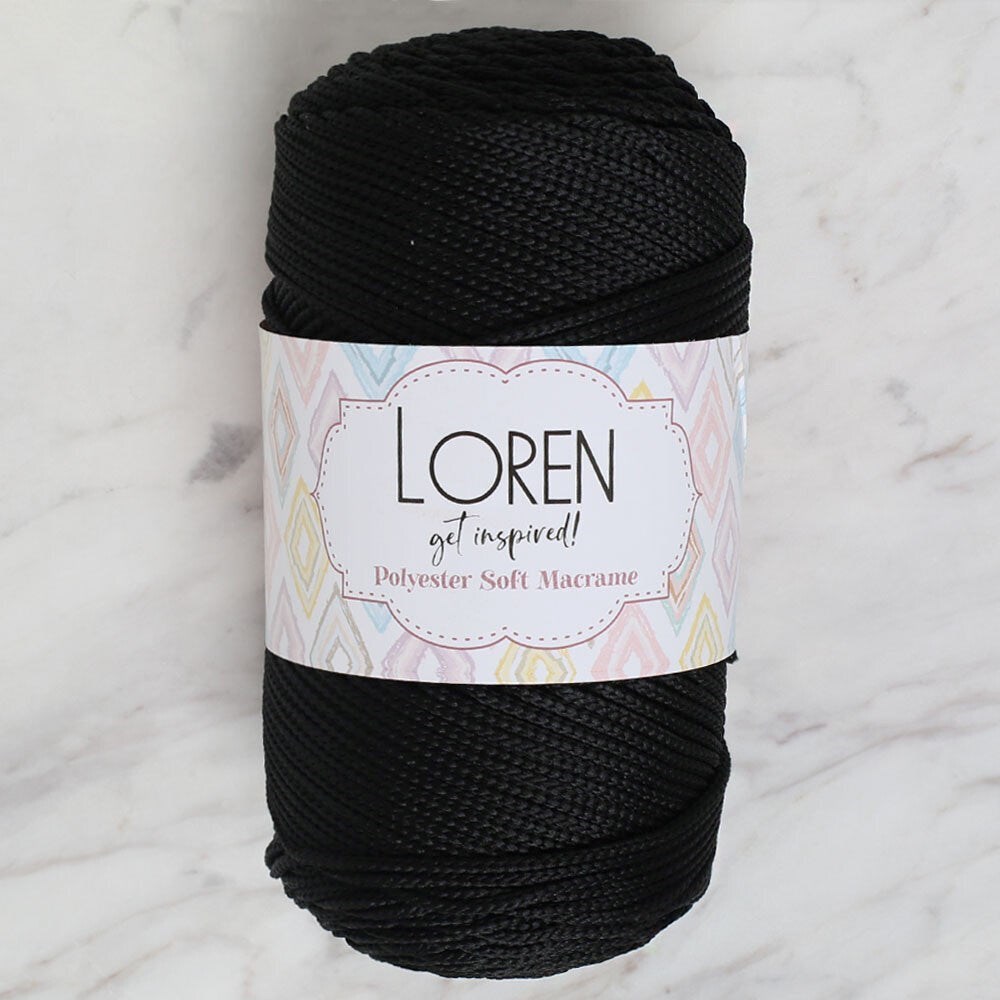 Loren Polyester Soft Macrame Siyah El Örgü İpi - LM040 - 34445 resmi