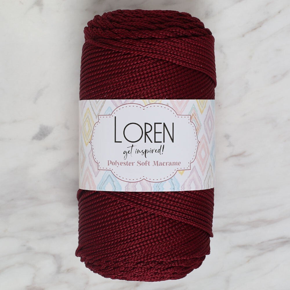 Loren Polyester Soft Macrame Bordo El Örgü İpi - LM039 - 34444 resmi