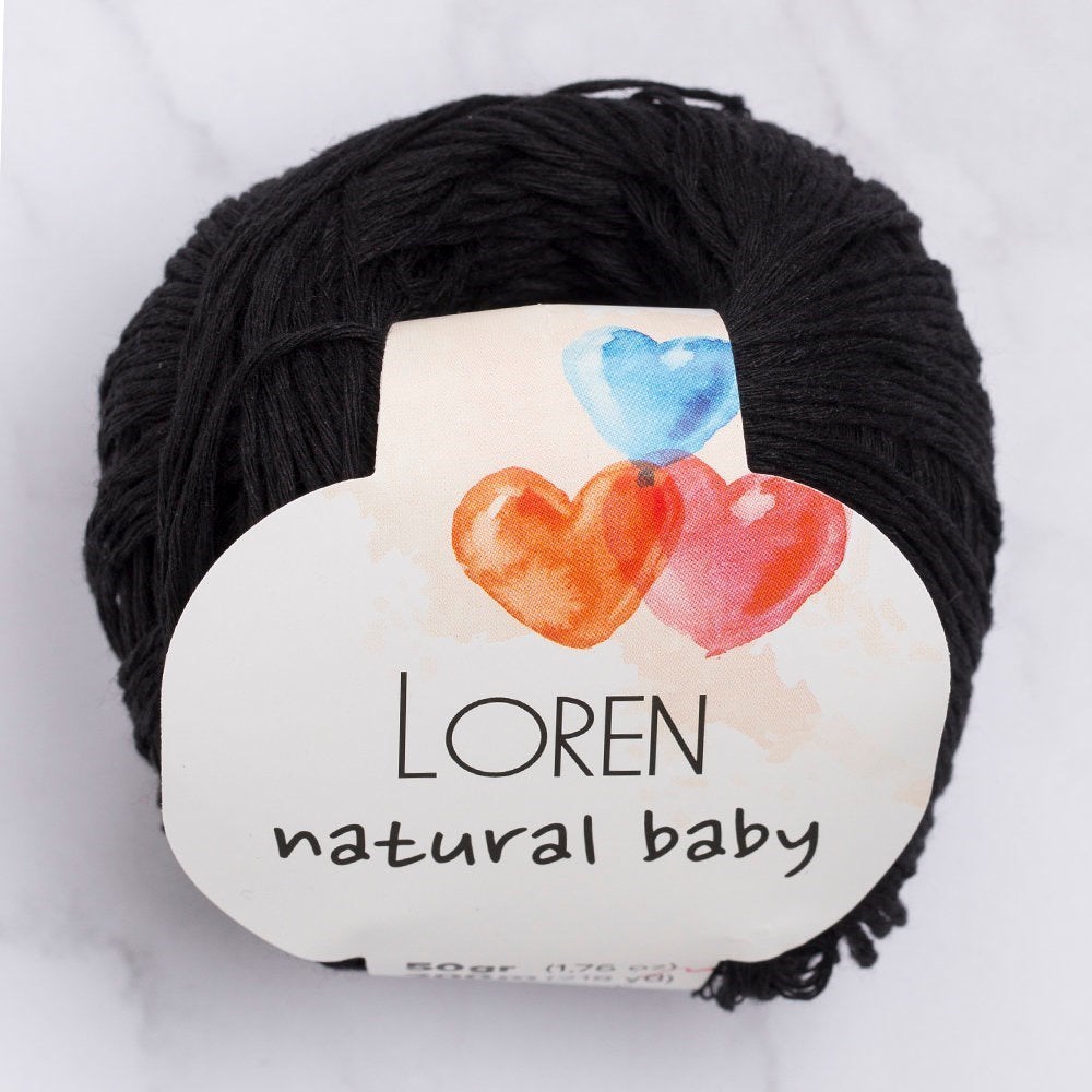 Loren Natural Baby Siyah El Örgü İpi - R004 - 33697 resmi