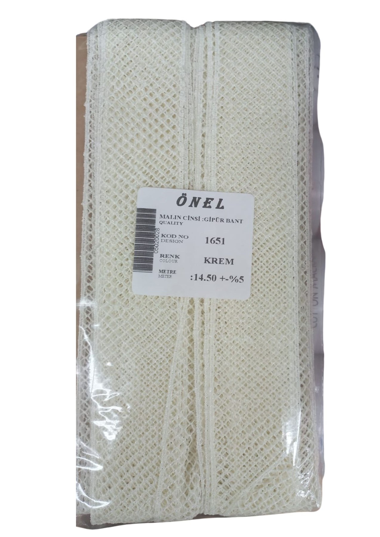 Dantel Polyester Güpür Bant Krem 14,50 Metre En 3 cm ON-1651-KR resmi