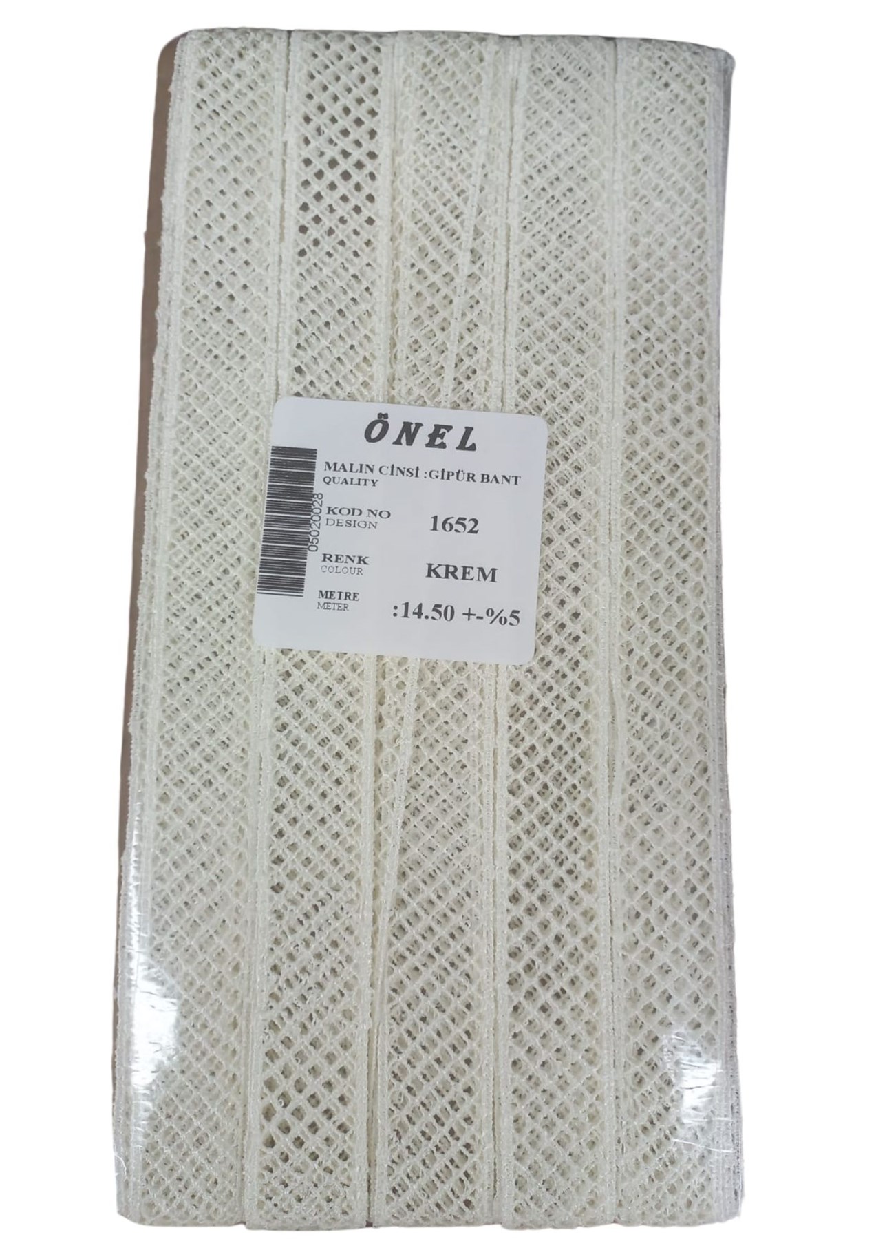 Dantel Polyester Güpür Bant Krem 14,50 Metre En 3 cm ON-1652-KR resmi