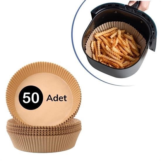 50 Adet Air Fryer Pişirme Kağıdı Tek Kullanımlık Hava Fritöz Yağ Geçirmez Yapışmaz Tabak Model resmi