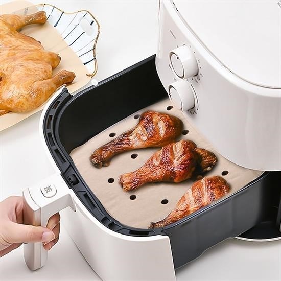 50 Adet Air Fryer Pişirme Kağıdı Tek Kullanımlık Hava Fritöz Yapışmaz Yağlı Kağıt Delikli Model resmi