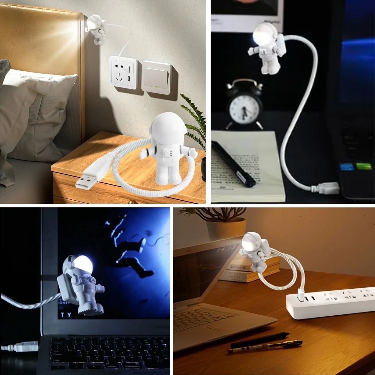 Turkish E Market® USB Astronot Gece Lambası, Masa Lambası, Kitap Okuma Lambası Işığı resmi