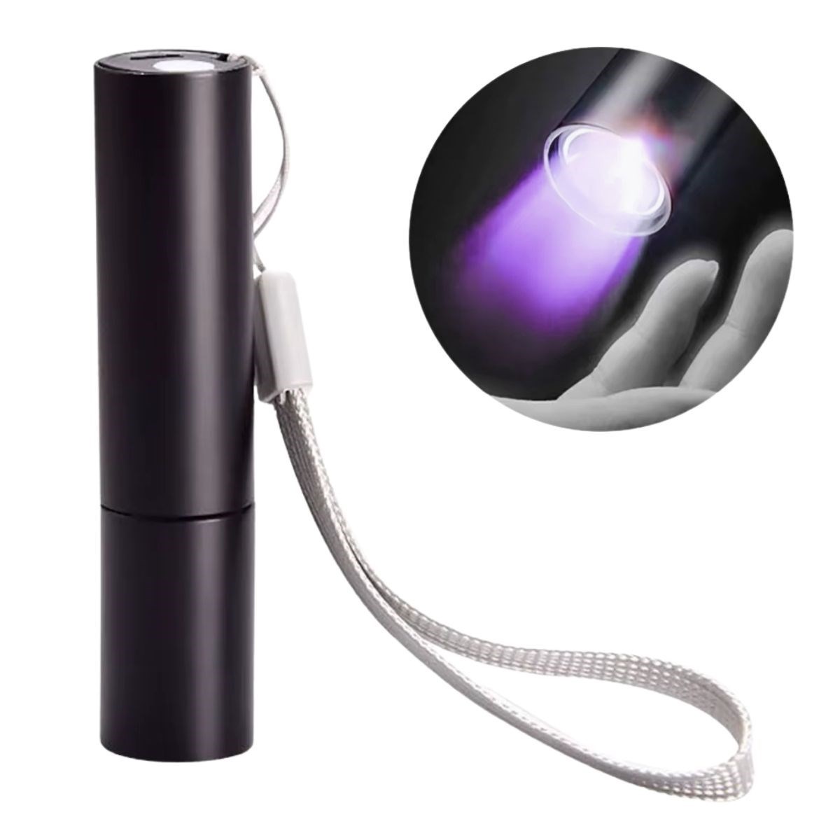 Turkish E Market® Mini Cep Boy USB İle Şarj Olan Oje Kurutucu Sahte Para Kontol LED UV Mor Işık El Feneri resmi