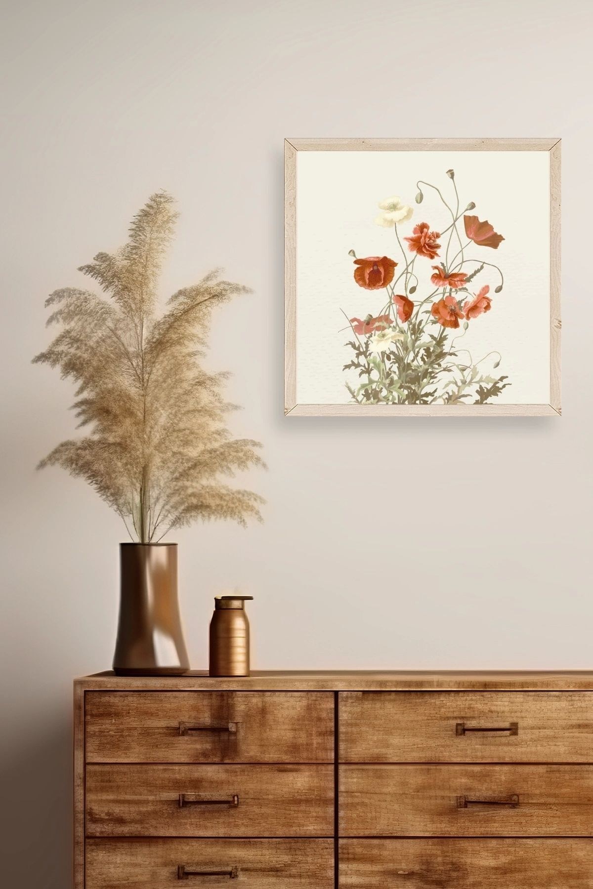 Çiçek Ahşap Çerçeveli Tablo resmi