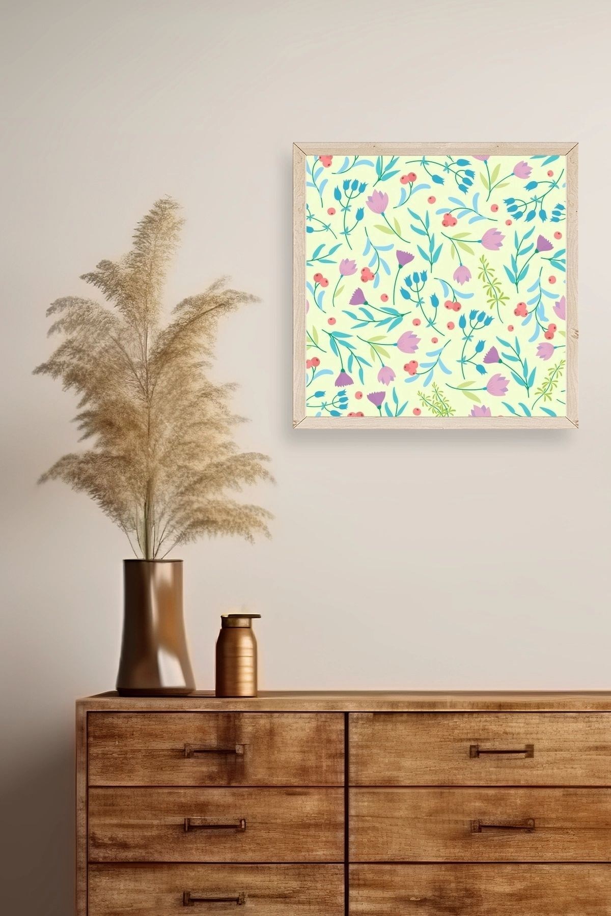 Çiçek Ahşap Çerçeveli Tablo resmi