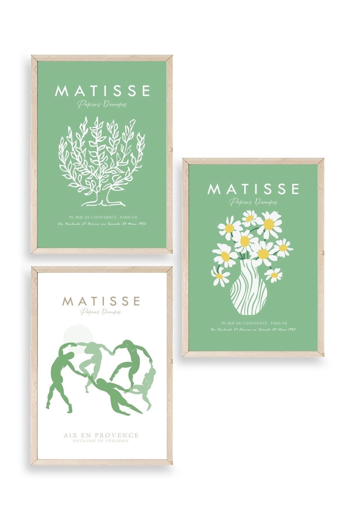 Matisse Üçlü Ahşap Çerçeveli Tablo resmi