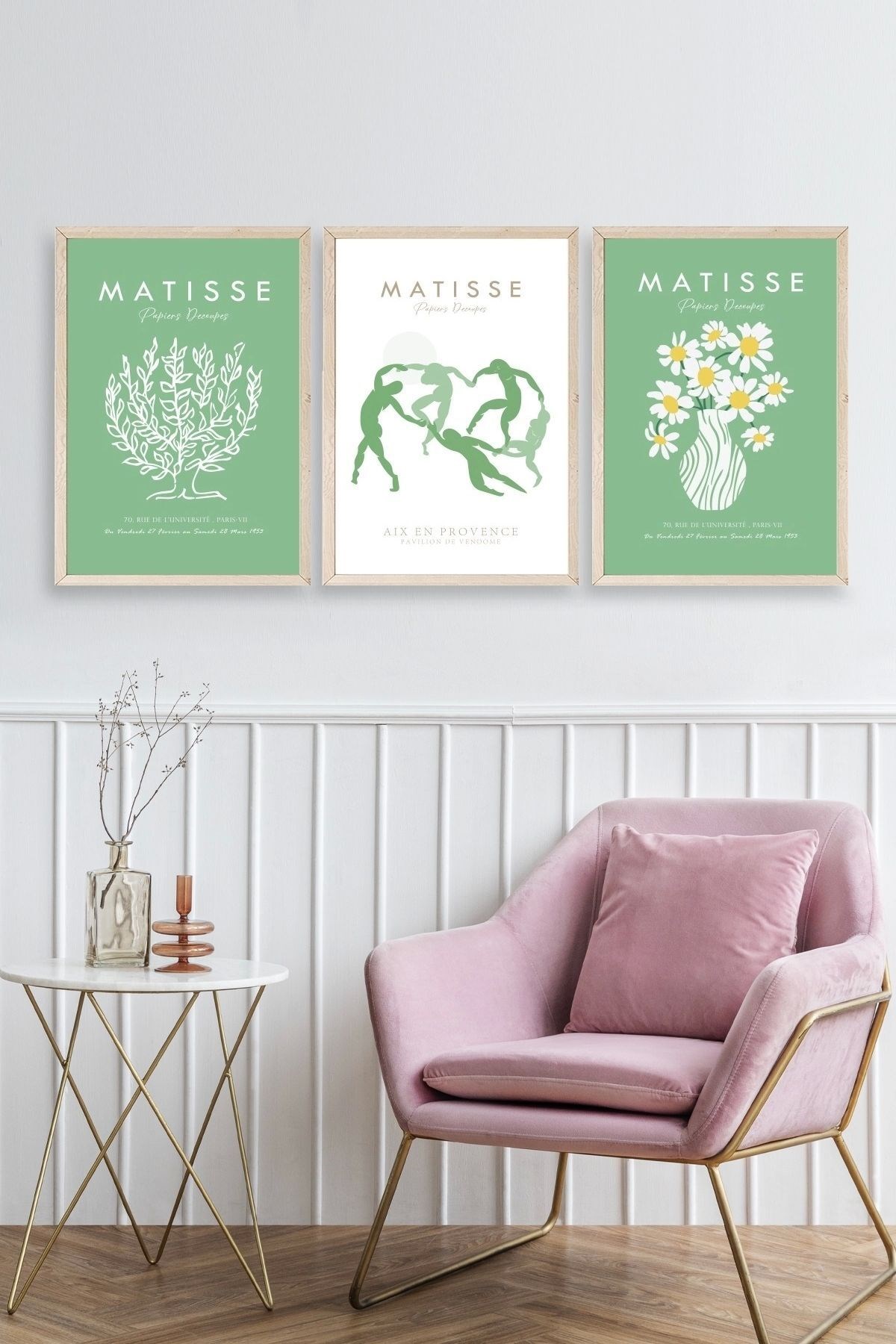 Matisse Üçlü Ahşap Çerçeveli Tablo resmi