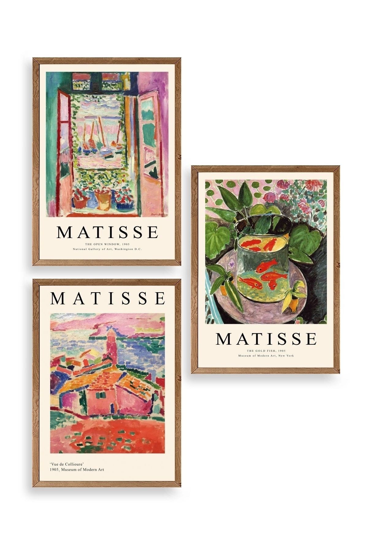 Matisse Üçlü Ahşap Çerçeveli Tablo resmi