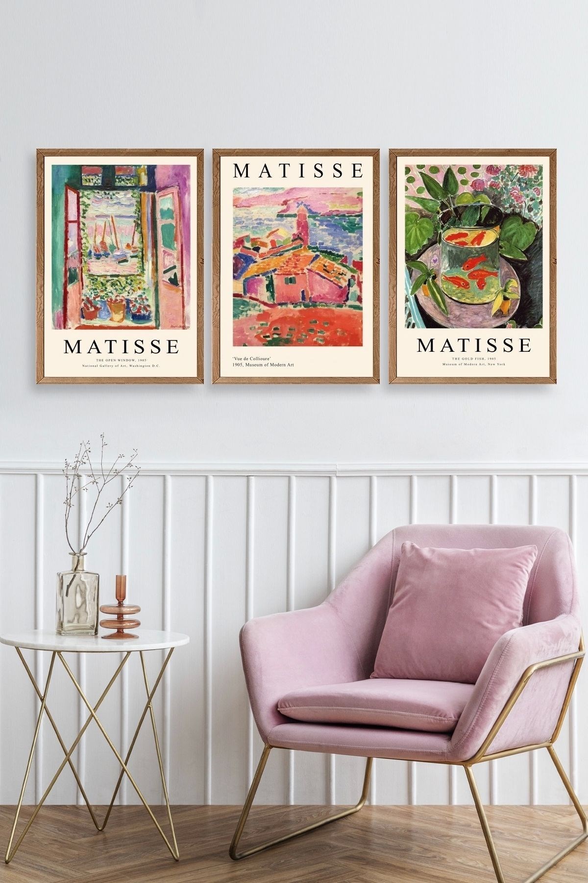 Matisse Üçlü Ahşap Çerçeveli Tablo resmi