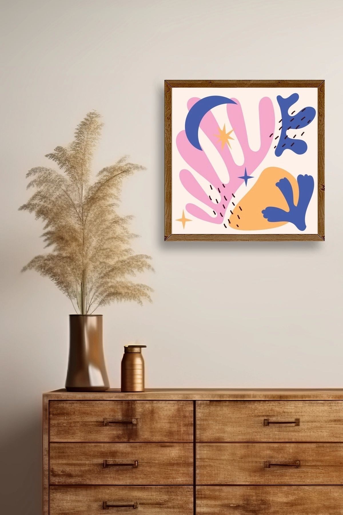 Soyut Ahşap Çerçeveli Tablo resmi