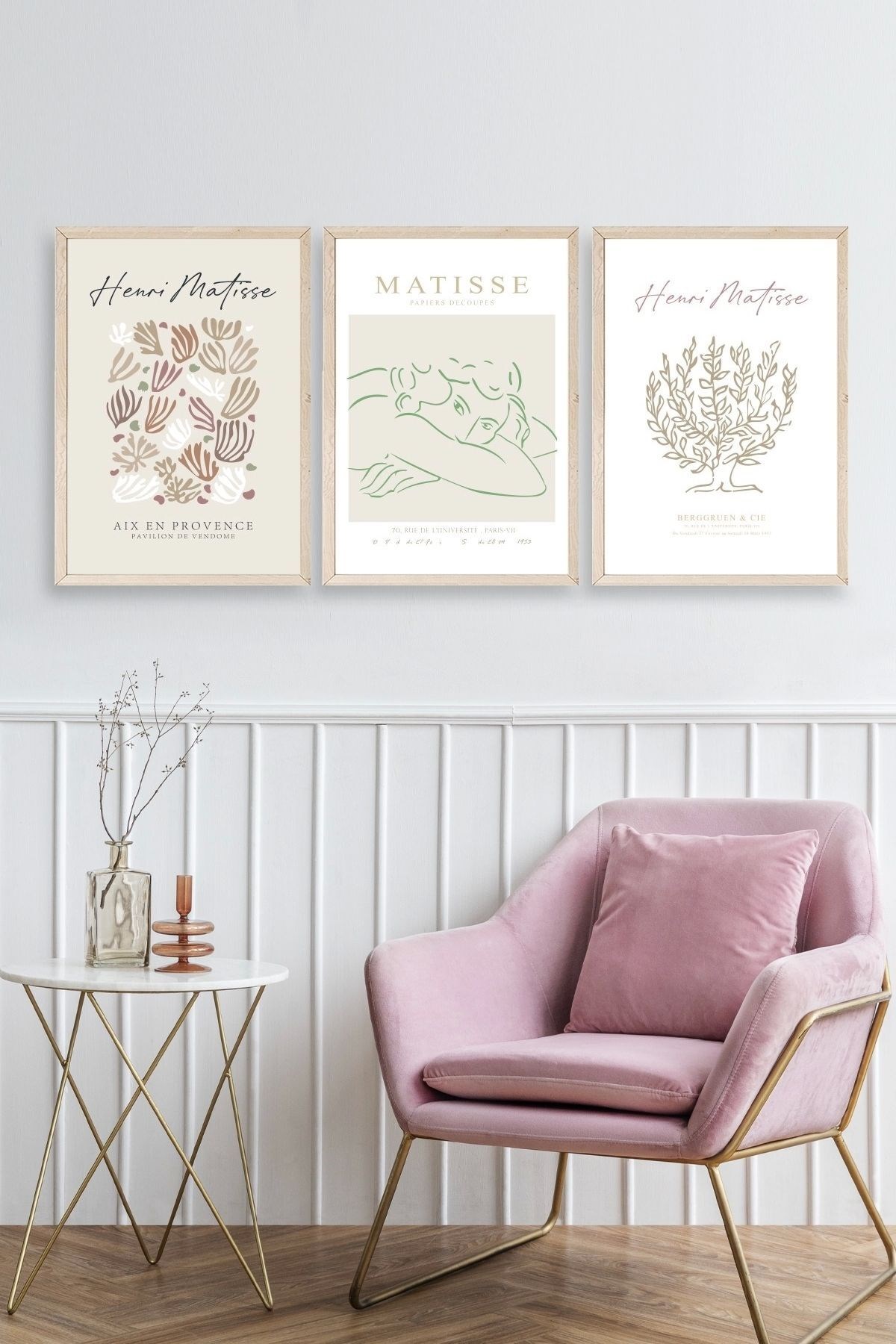 Matisse Üçlü Ahşap Çerçeveli Tablo resmi