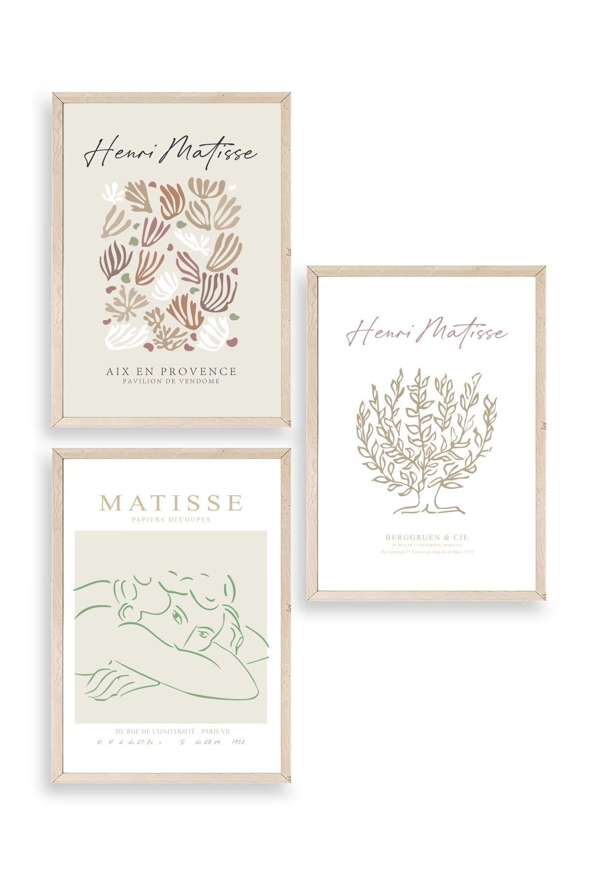 Matisse Üçlü Ahşap Çerçeveli Tablo resmi