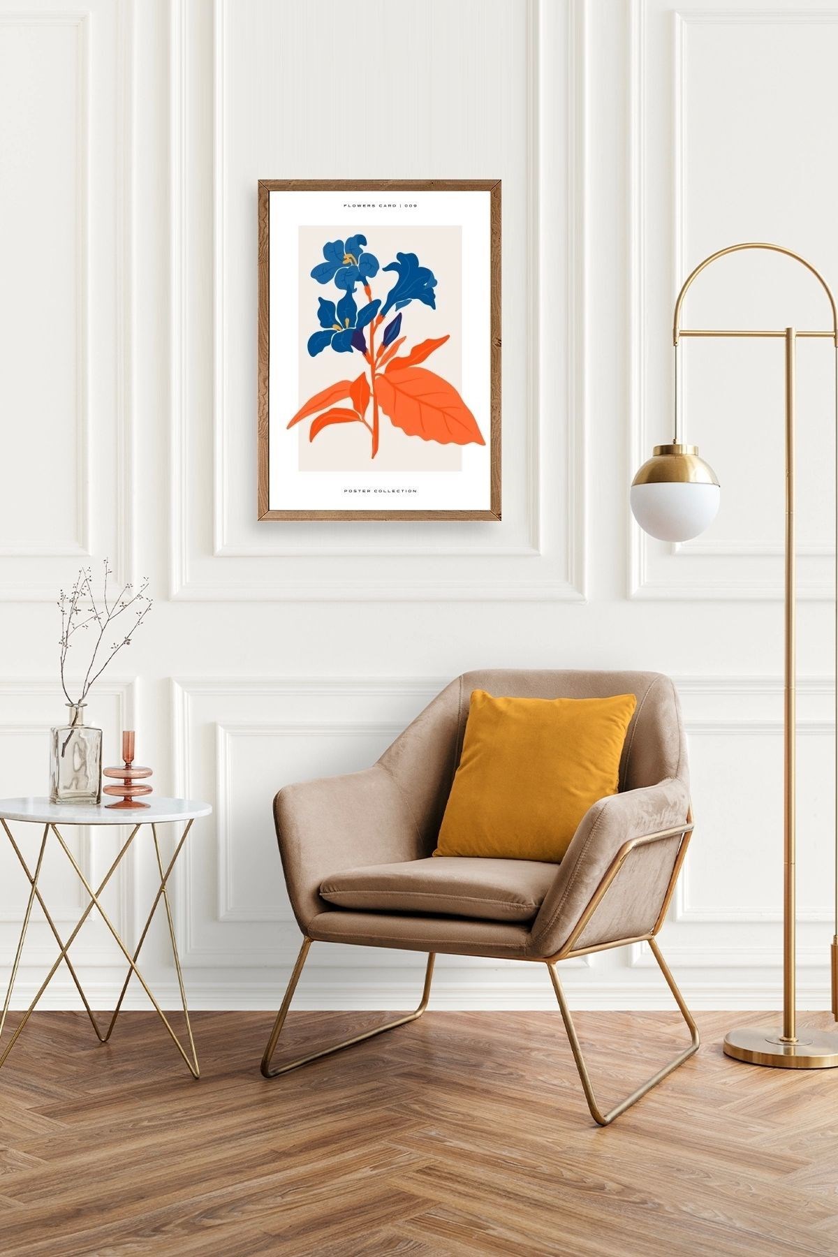 Çiçekler Ahşap Çerçeveli Tablo resmi