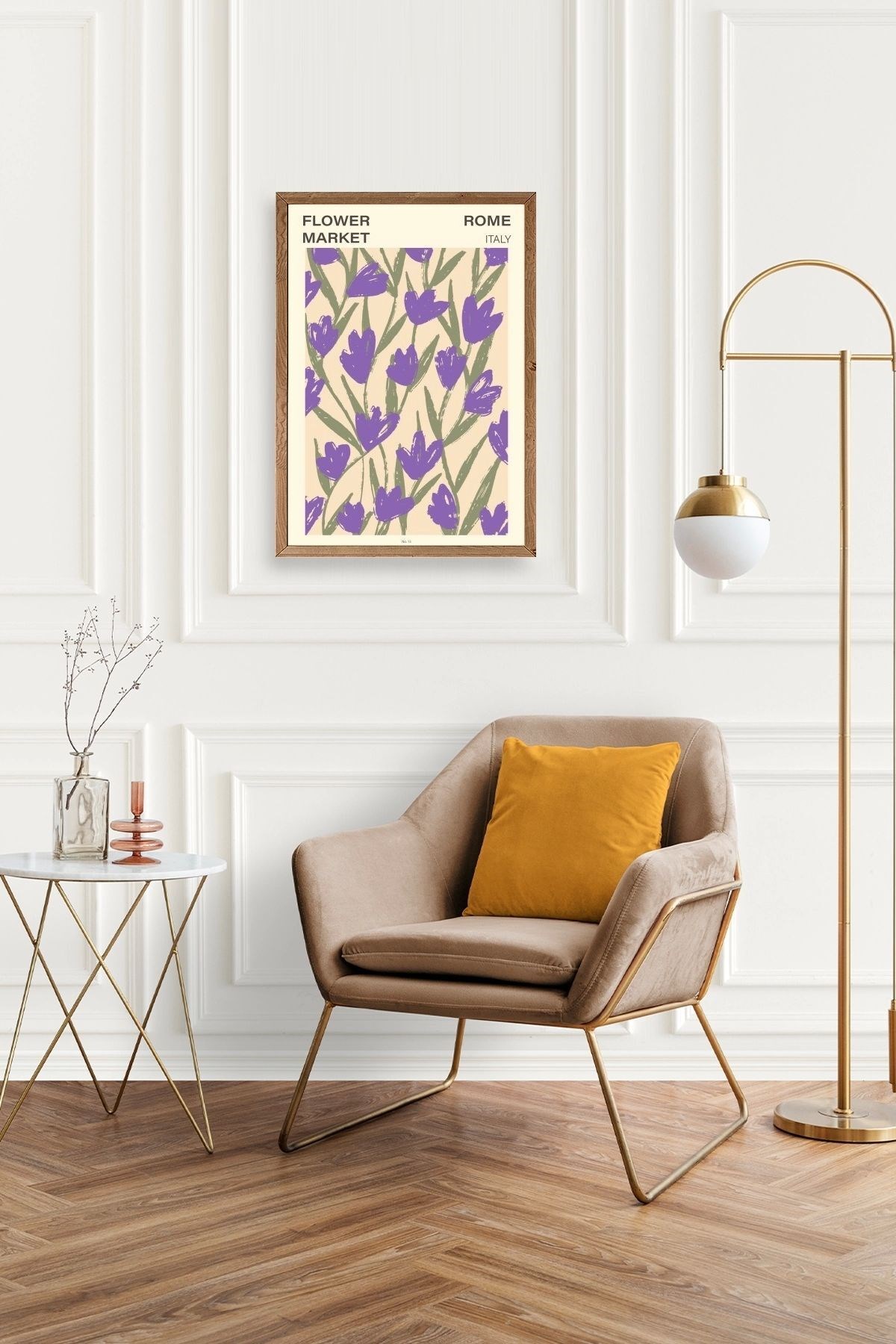 Çiçek Ahşap Çerçeveli Tablo resmi