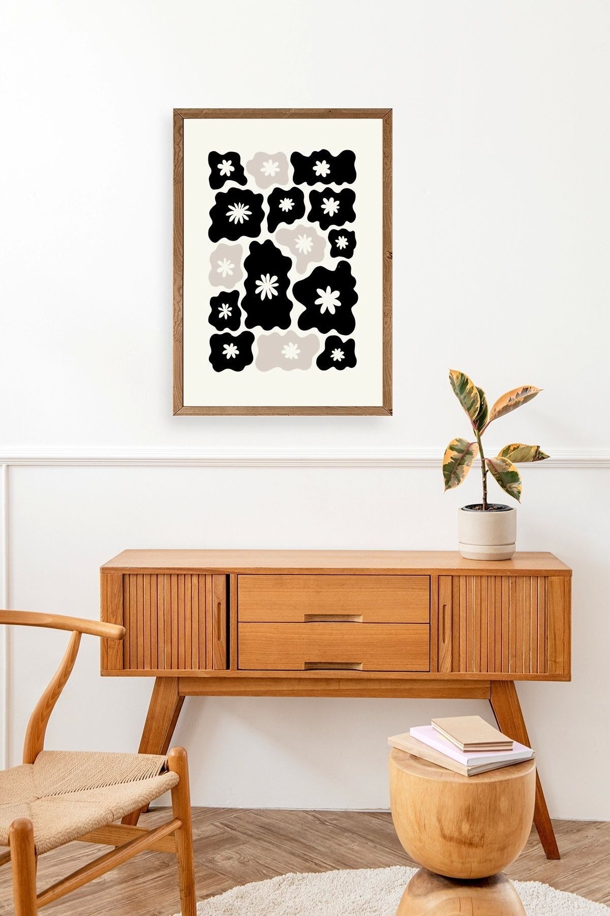 Çiçek Ahşap Çerçeveli Tablo resmi