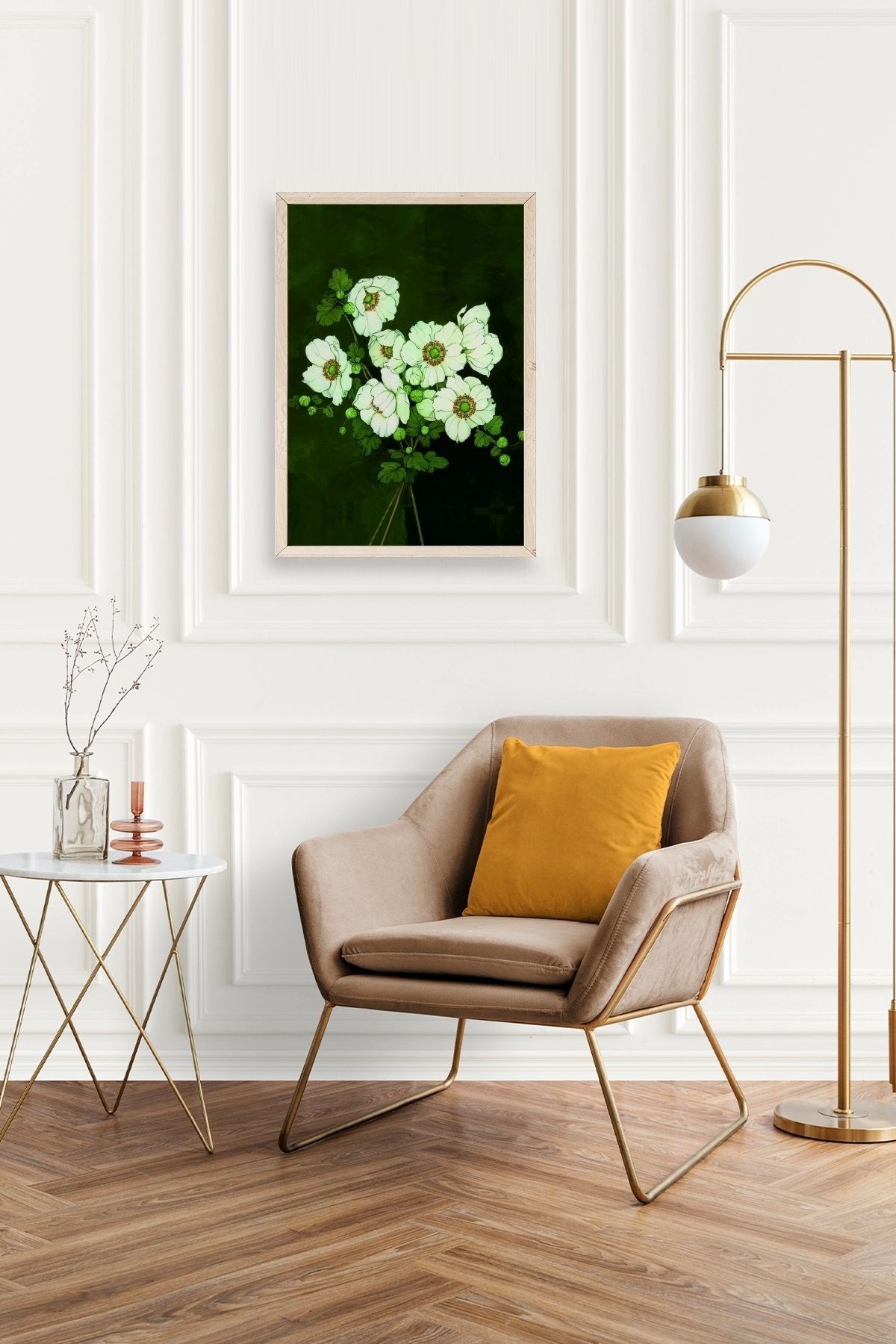 Çiçekler Ahşap Çerçeveli Tablo resmi