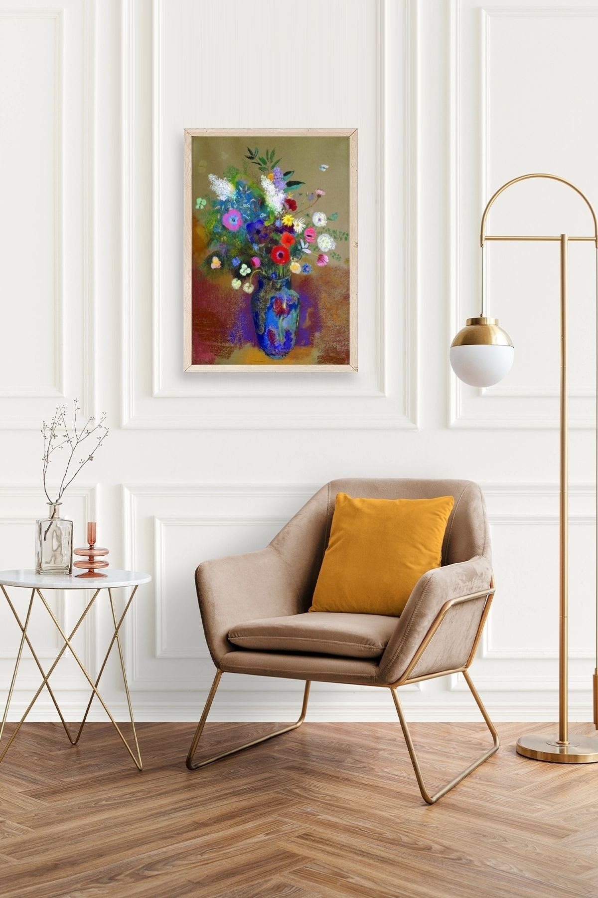 Çiçekler Ahşap Çerçeveli Tablo resmi