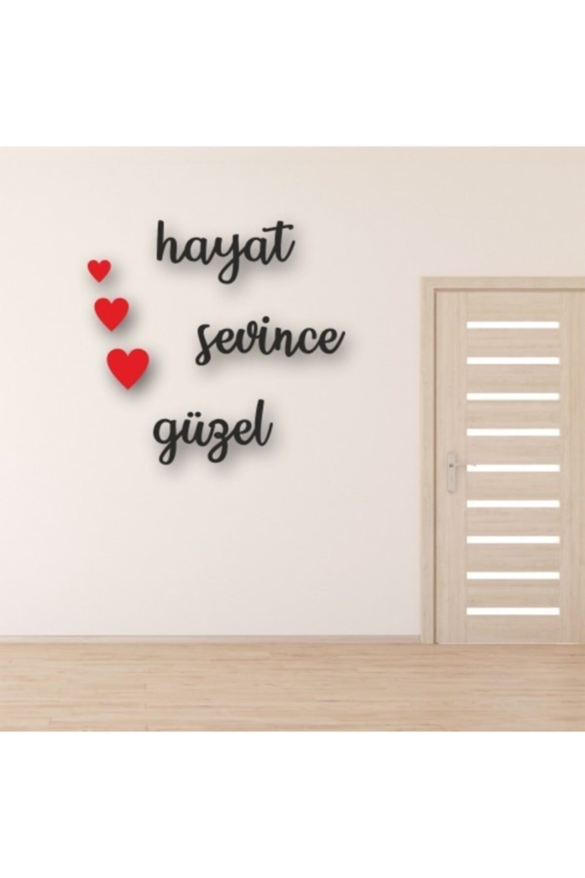 Hayat Sevince Güzel Yazılı Ahşap Tablo resmi