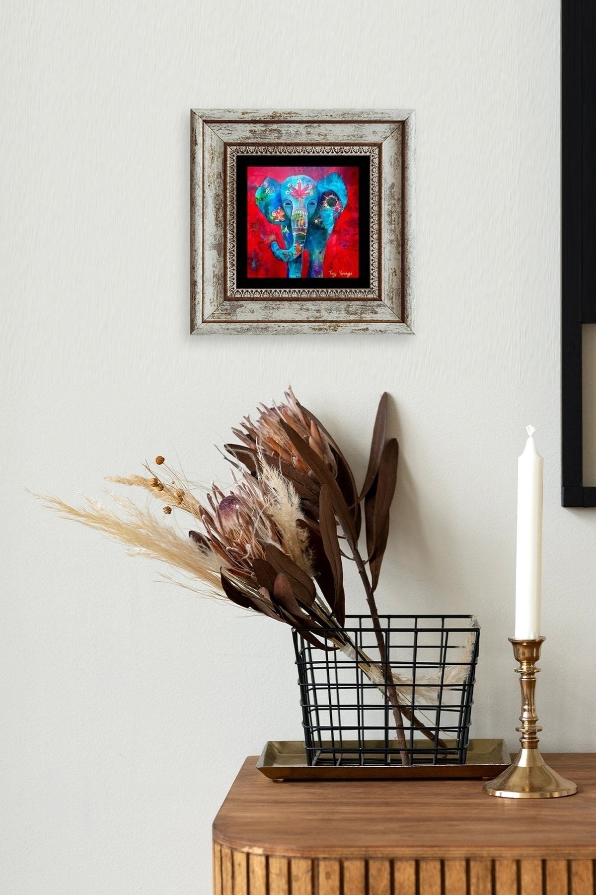 Fil Çerçeveli Taş Tablo resmi