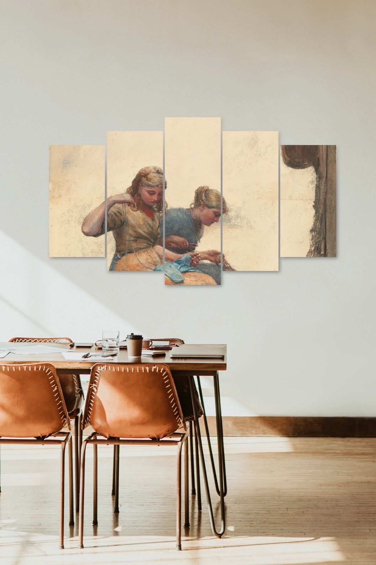 Kadın Manzarası 5 Parçalı Mdf Tablo resmi