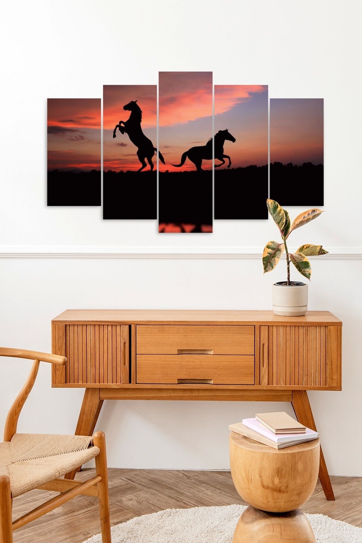 Atlar 5 Parçalı Mdf Tablo resmi