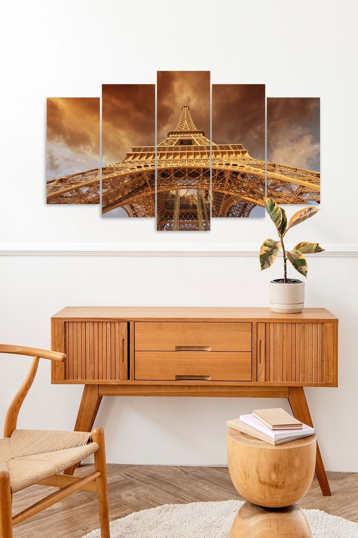 Eyfel Kulesi 5 Parçalı Mdf Tablo resmi