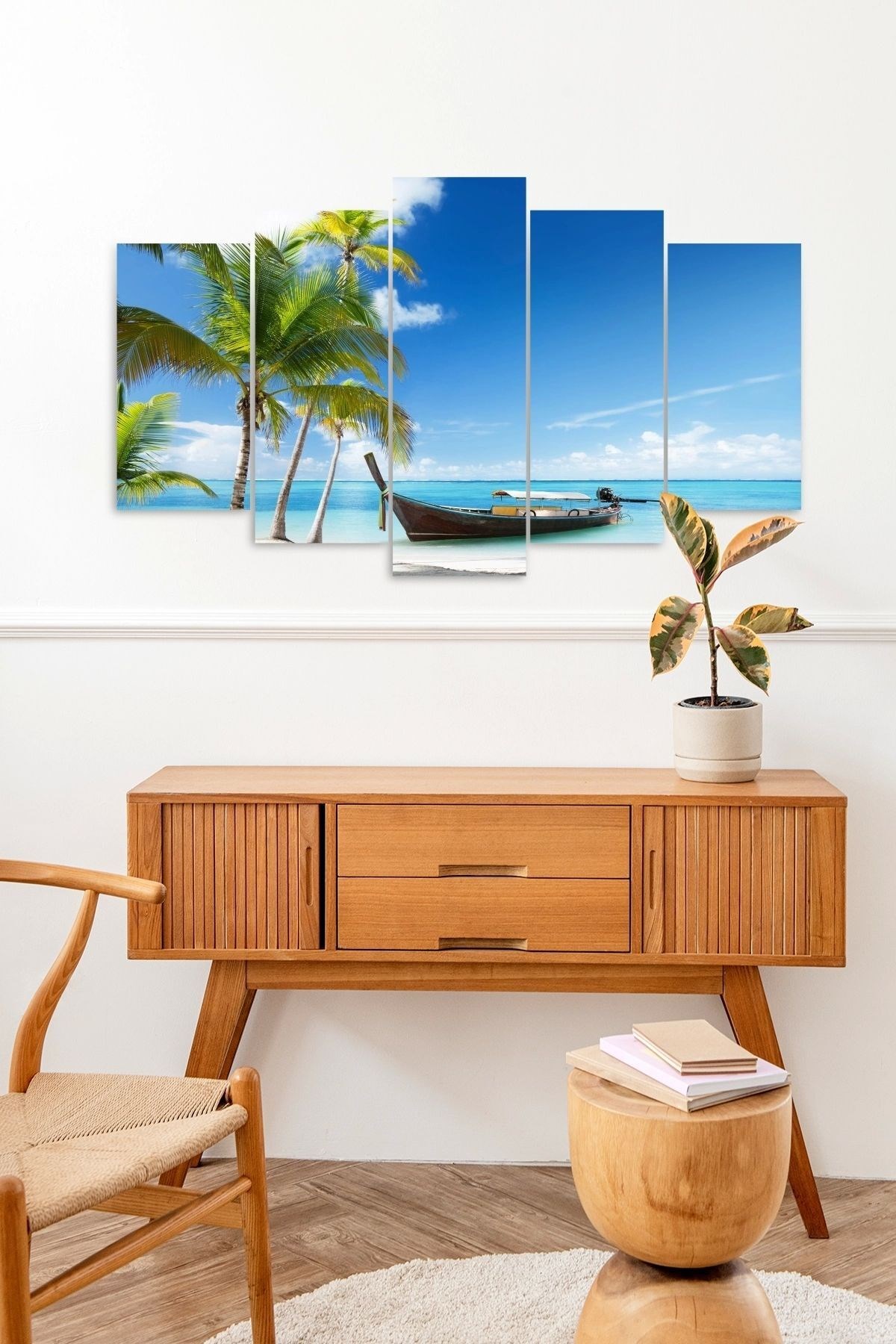 Deniz Manzarası 5 Parçalı Mdf Tablo resmi
