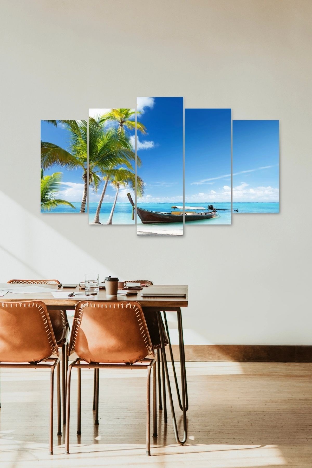 Deniz Manzarası 5 Parçalı Mdf Tablo resmi